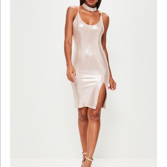Missguided Faux suede shimmer choker dress - Picture 5 of 8